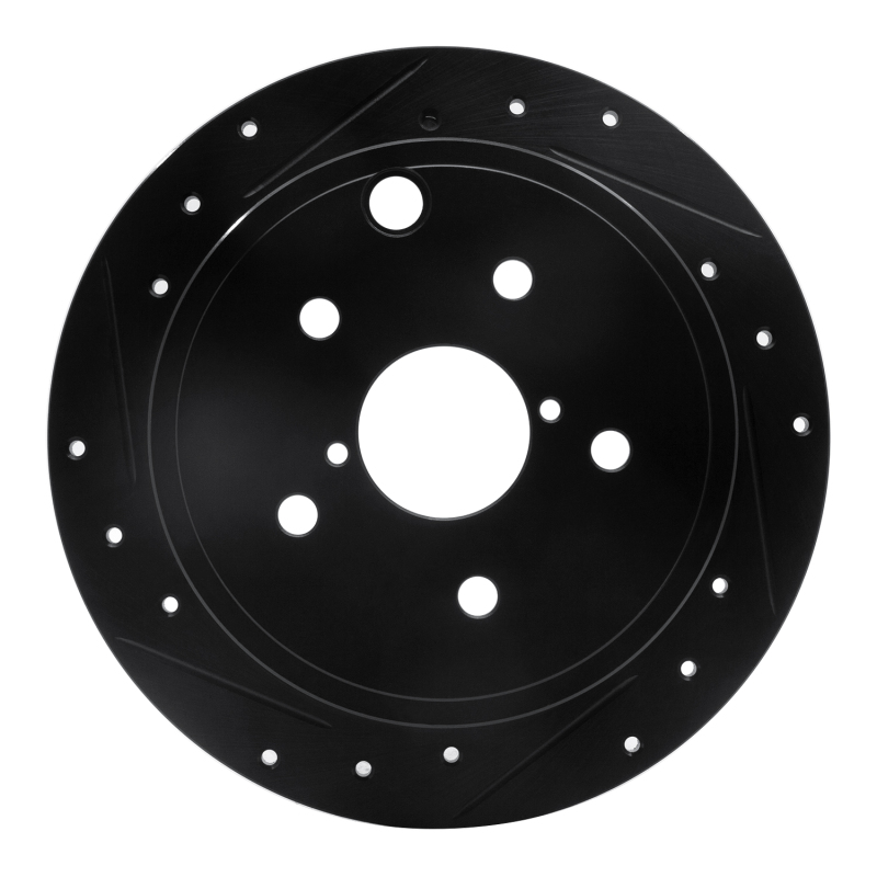 Subaru WRX Brake Rotor (1) - Rear Left - R1 Concepts - Drilled & Slotted - Black - `15-`21